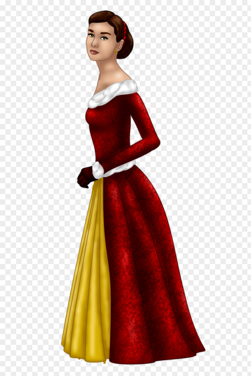 Christmas Beauty Costume Design Gown Maroon PNG