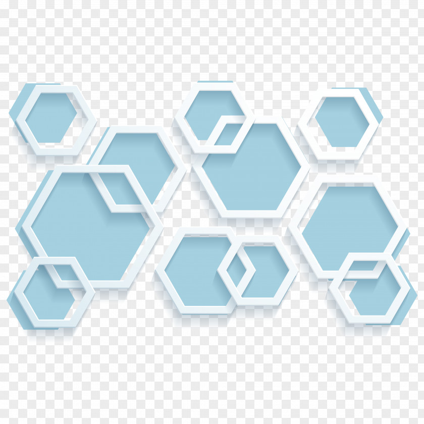 Hexagon Geometry Blue PNG