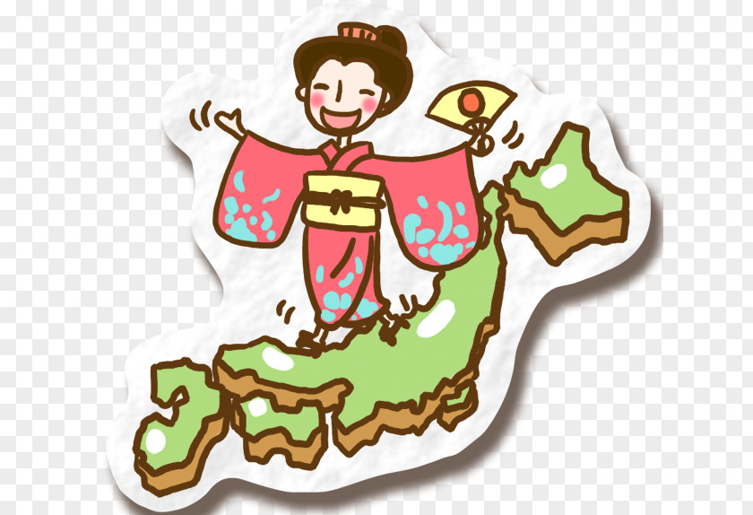 Japan Map Kimono Beauty Cartoon Illustration PNG