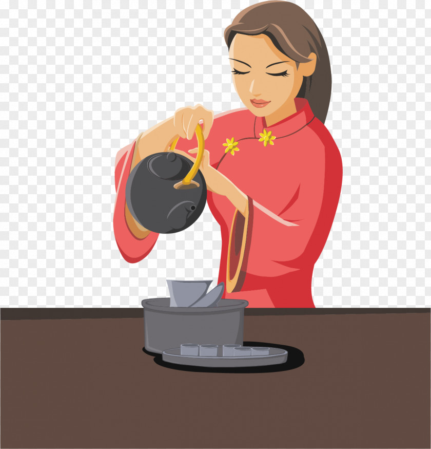 Painted Tea Vector Woman Japanese Ceremony Download PNG