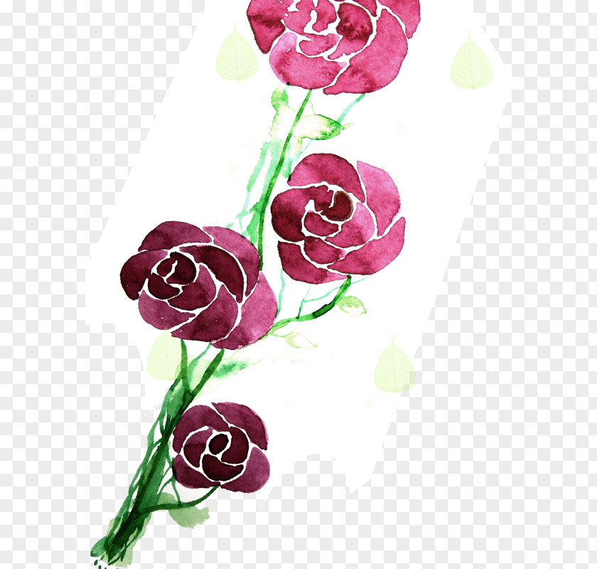 Peony Flowers Hand-painted Watercolor Garden Roses Painting Floral Design PNG
