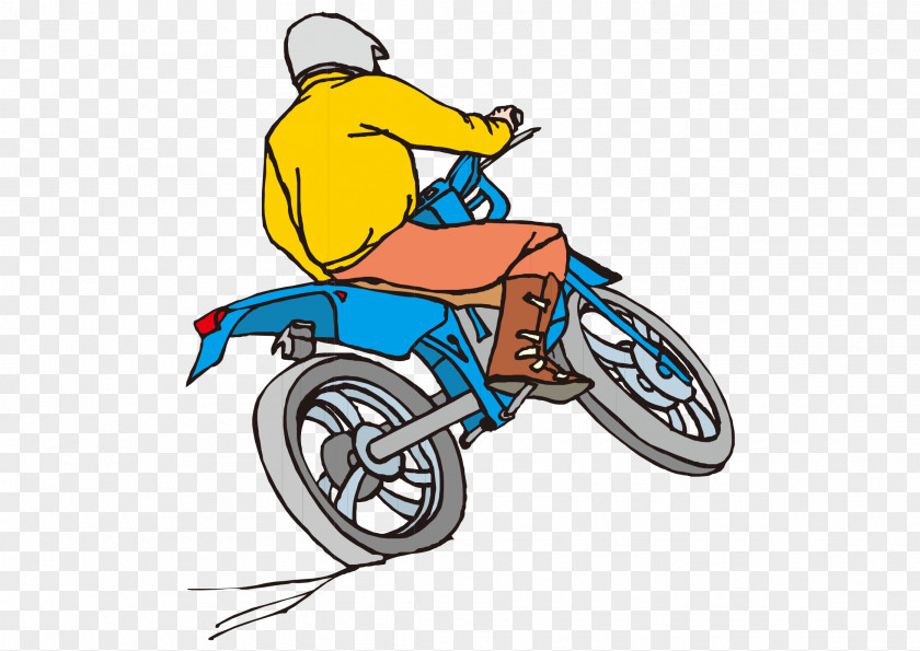 Vector Cartoon Hand-painted Ride Motorcycle Man Drawing Euclidean Clip Art PNG
