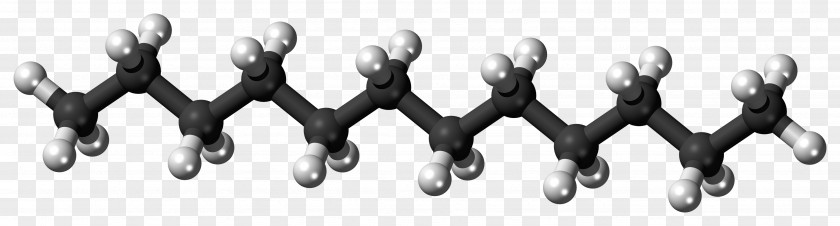 Carbon Atom Model Black And White Hexadecane Alkane Chemistry Hydrocarbon PNG