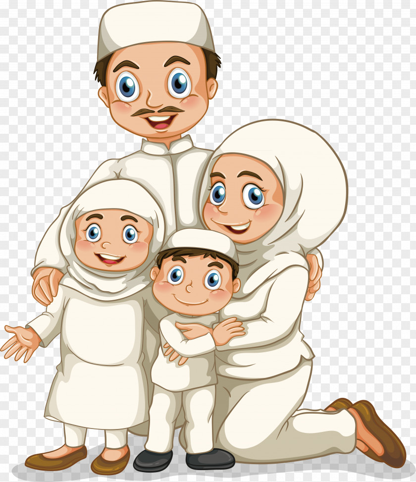 Foreign National Design Muslim Family Illustration PNG