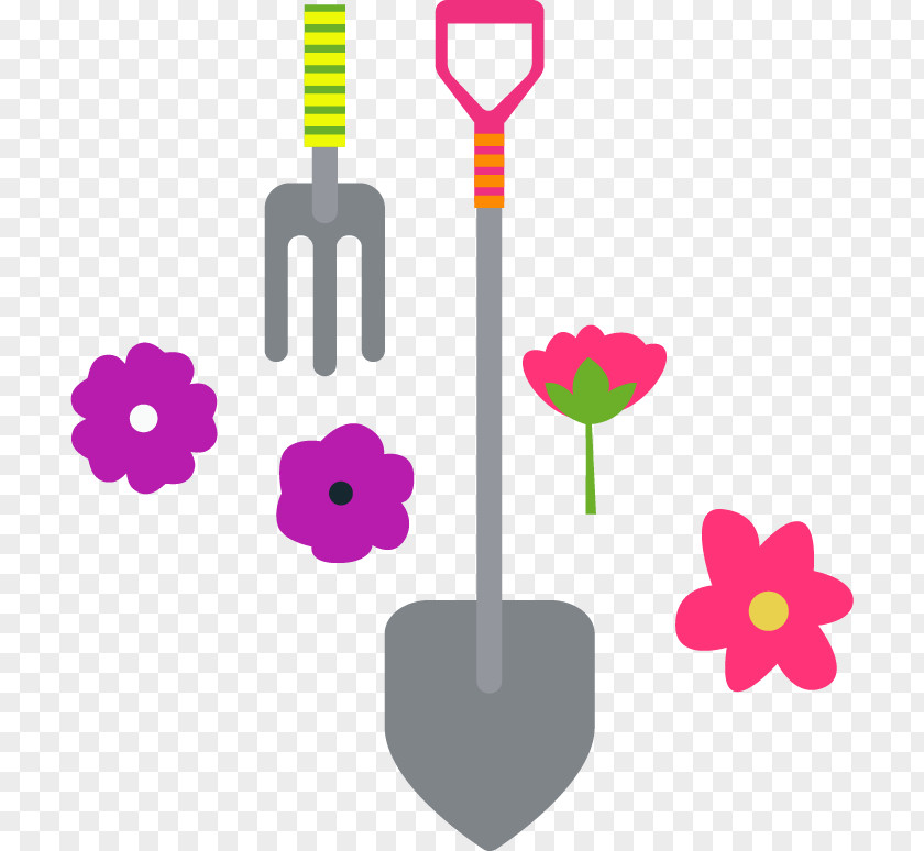 Fork Spade Flowers Vector Material Clip Art PNG