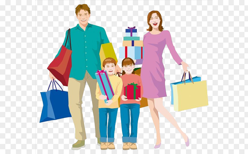 The Family Go Shopping Bag Clip Art PNG