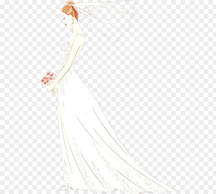 Drawing Long Hair Wedding Dress PNG