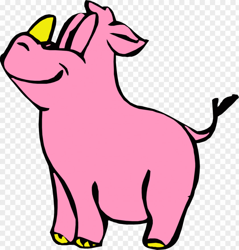 Hand Painted Cartoon Pink Small Rhino Pattern Rhinoceros Clip Art PNG