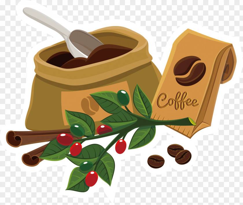 Hand-painted Coffee Powder Bean Cafe Clip Art PNG