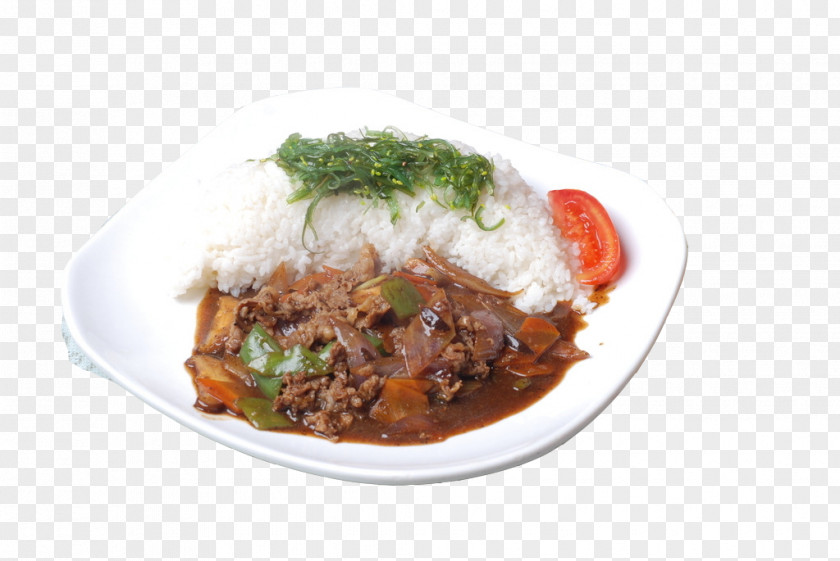 Tomato Black Pepper Steamed Rice With Beef Steak Fried Bistek PNG