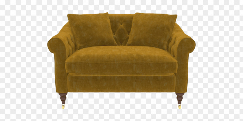 Golden Yellow Material Loveseat Club Chair Couch PNG