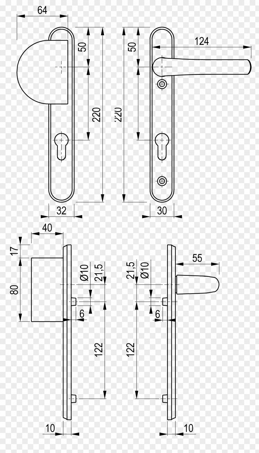 Line Door Handle Technical Drawing PNG