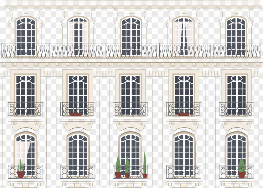 Vector Illustration House Balcony Window PNG