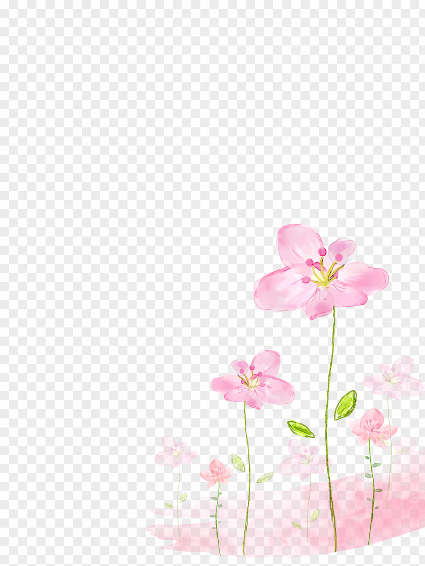 Pink Flowers Background Watercolor Painting Flower PNG