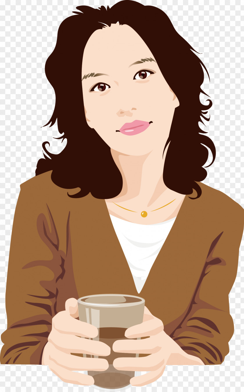 Mature Women Coffee Tea Cafe Cup PNG