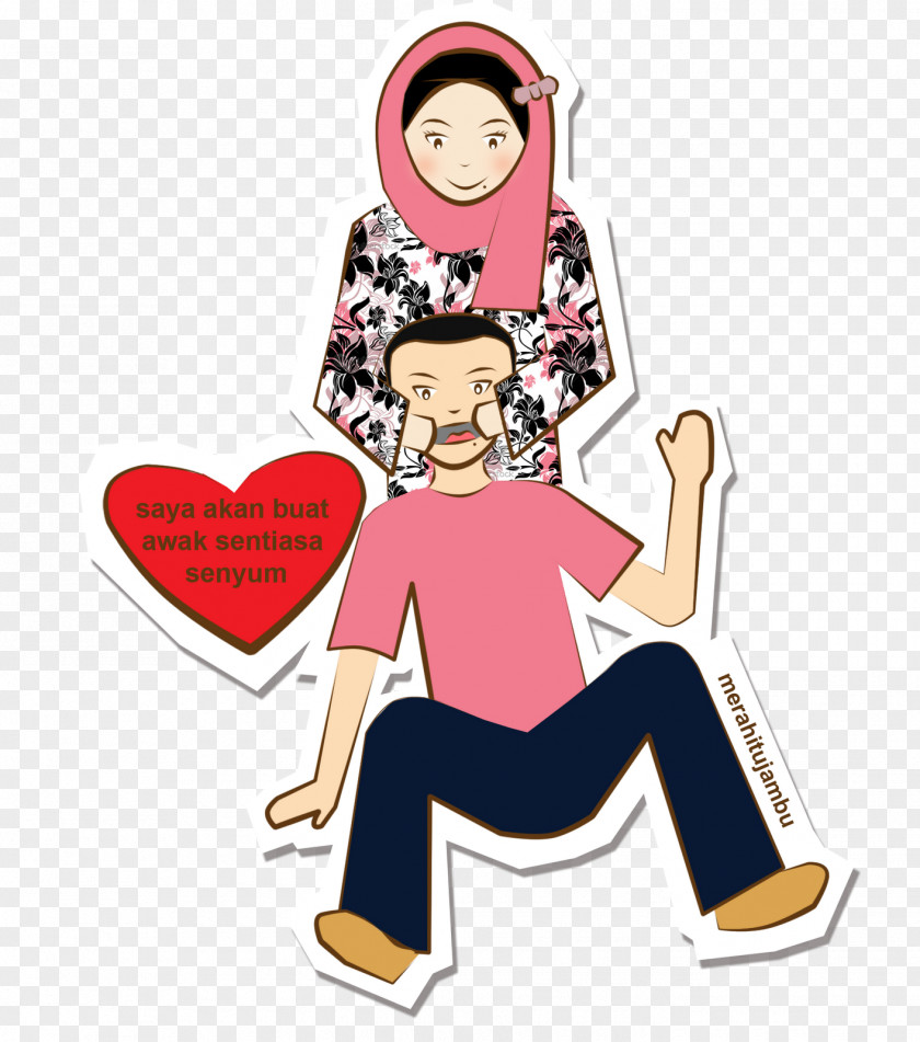 Sweet Newly Married Couple Cartoon T-shirt Muslim Caricature PNG