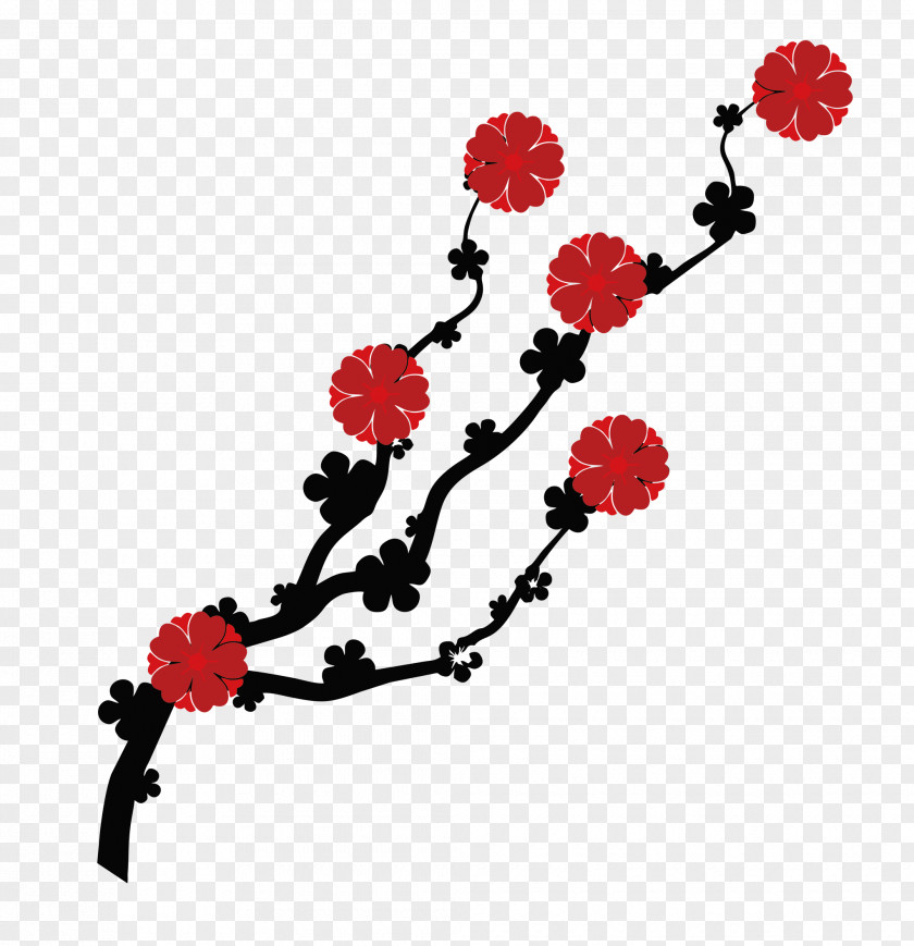 Brown Twigs Plum Blossom Image Design PNG