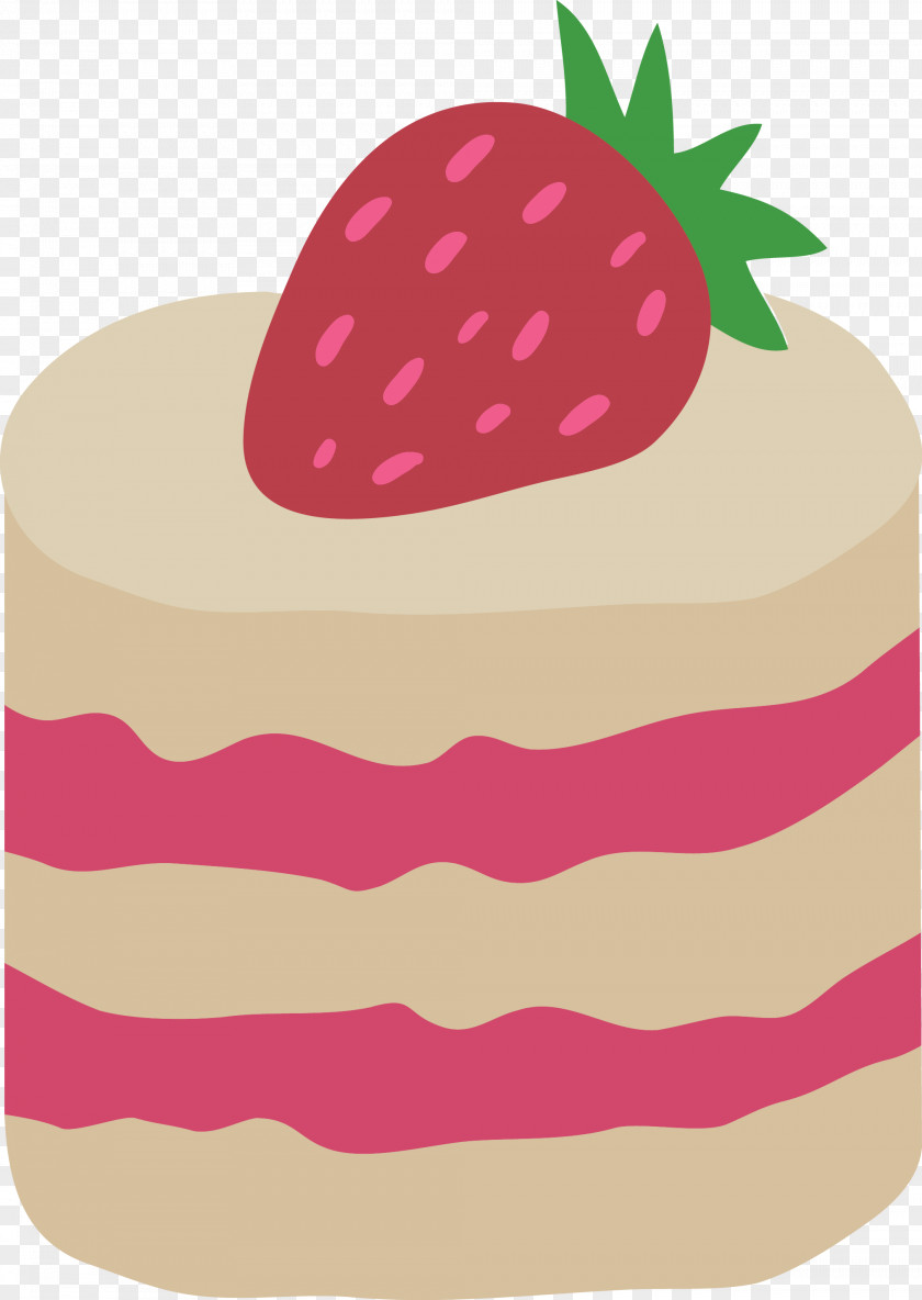 Hand Painted Strawberry Pudding Pie Cream Cake PNG