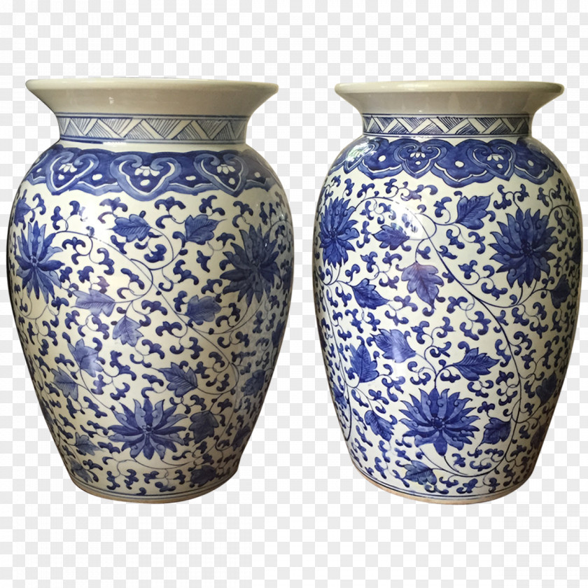 Blue And White Porcelain Vase Ceramic Pottery Cobalt PNG