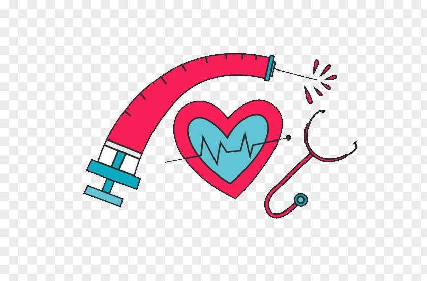 Heart Painted Syringe Stethoscope Euclidean Vector PNG