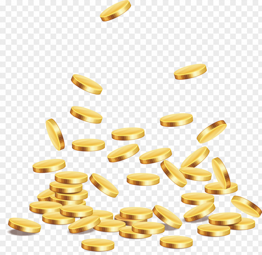 Scattered Gold Coins Coin Money Clip Art PNG