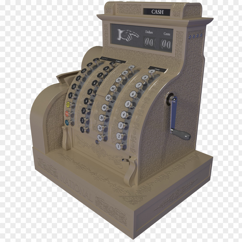 Brown Vintage Cash Register Machine Point Of Sale 3D Modeling Cinema 4D PNG