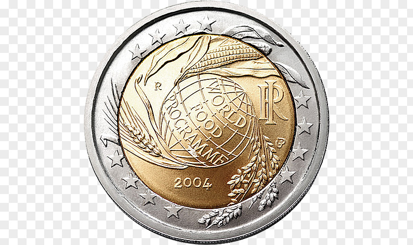 Coin 2 Euro Commemorative Coins Commemorativi Emessi Nel 2004 World Food Programme PNG