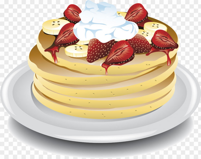 Plate With Strawberry Pie Image Ice Cream Banana Pancakes Clip Art PNG