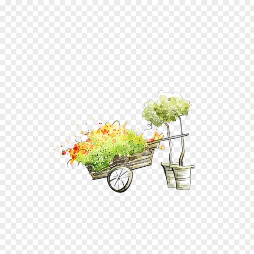 Potted Plants And Drawing Art Romance Wallpaper PNG