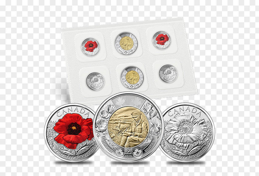Coin In Flanders Fields Canada Armistice Day Remembrance Poppy PNG