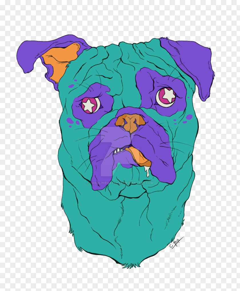 Psychadelic Pug Snout Character Clip Art PNG