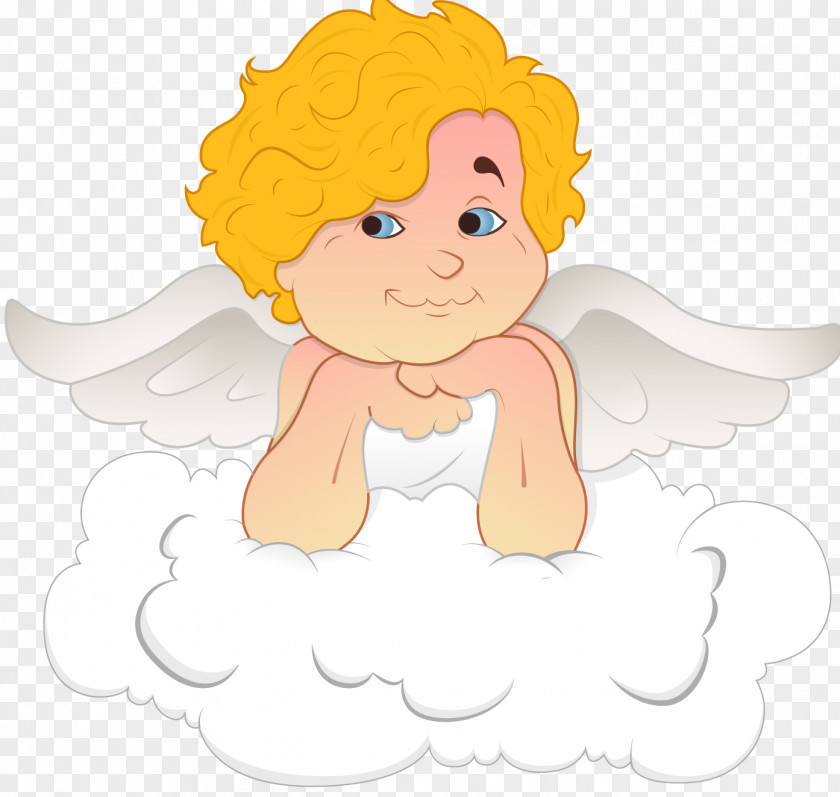 Cupid Lying On Clouds Clip Art PNG
