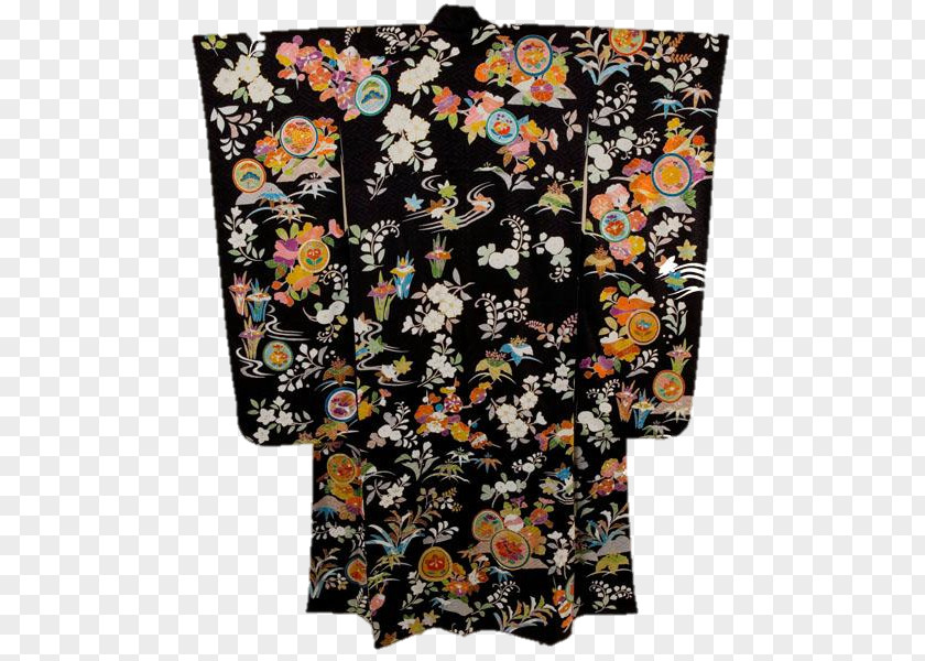 Flying Silk Fabric Kimono Textile Sleeve Brown PNG