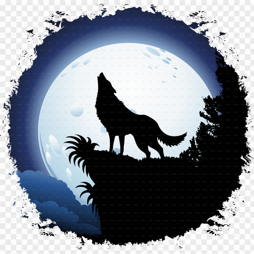 Wolf Gray Moon Coyote Red Clip Art PNG