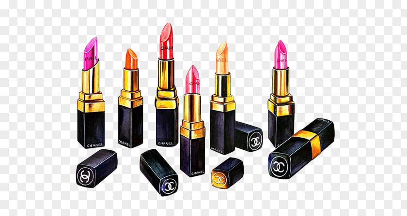 Hand-painted Watercolor Lipstick Chanel Cosmetics Painting Illustration PNG