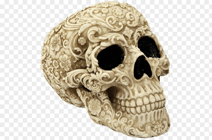 Skull Figurine Skeleton Statue Cowboy Hat PNG