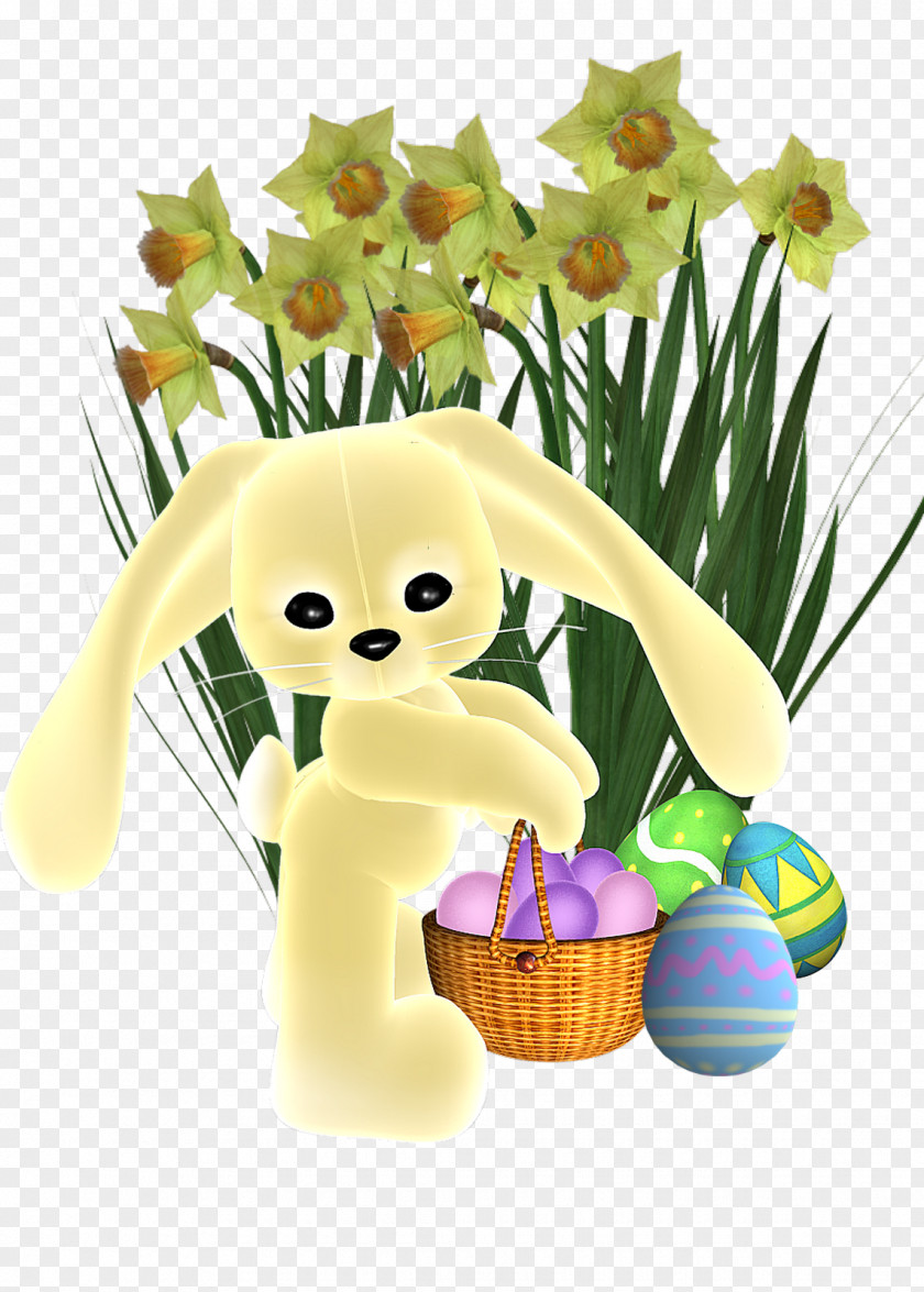 Easter Bunn Bunny Figurine Flower Animated Cartoon PNG