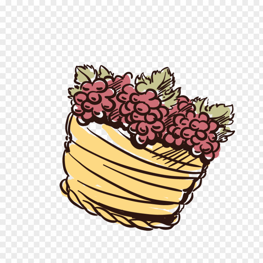 Painted A Basket Of Grapes Wine Grape Computer File PNG