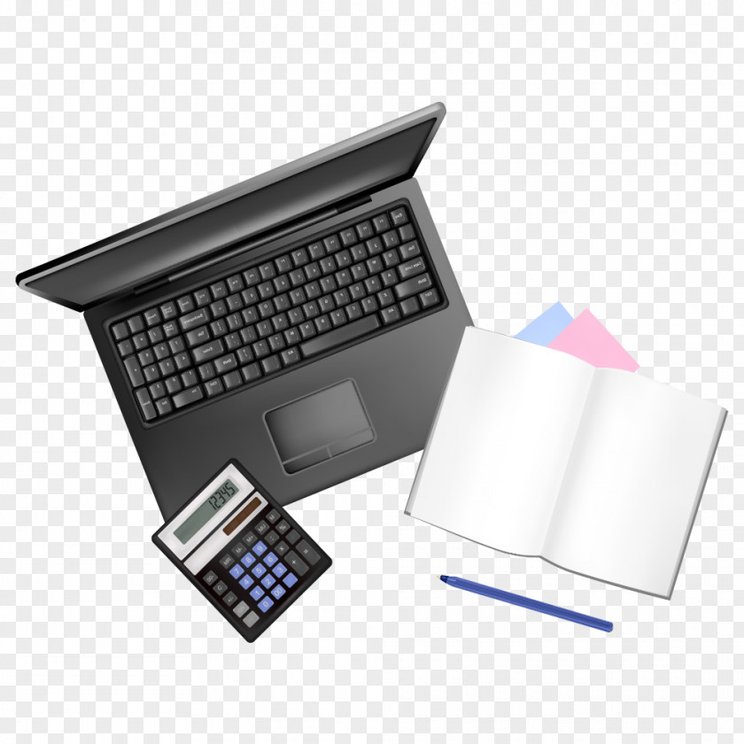 Top View Office Supplies Desk Material PNG
