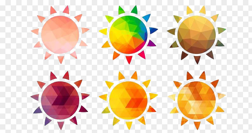 COLORFUL Sun Polygon Icon PNG