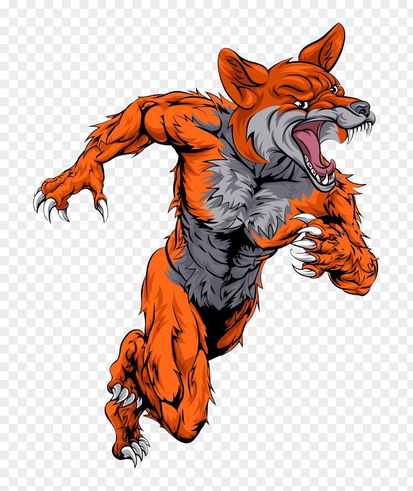 Running Werewolf Mascot Fox Graphic Design Illustration PNG