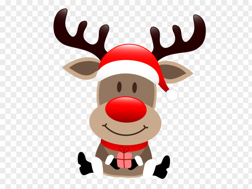 Vector Cartoon Reindeer Rudolph Santa Claus's Christmas PNG