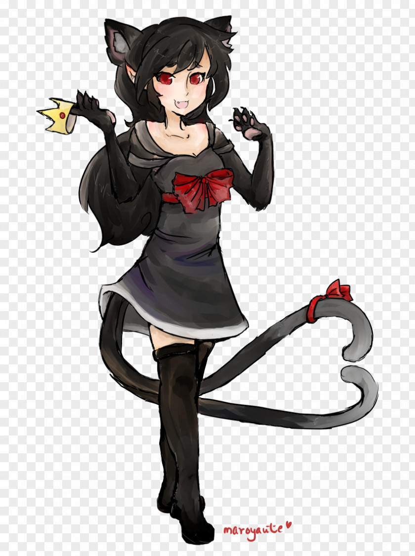 Demon Cat Cartoon Black Hair PNG