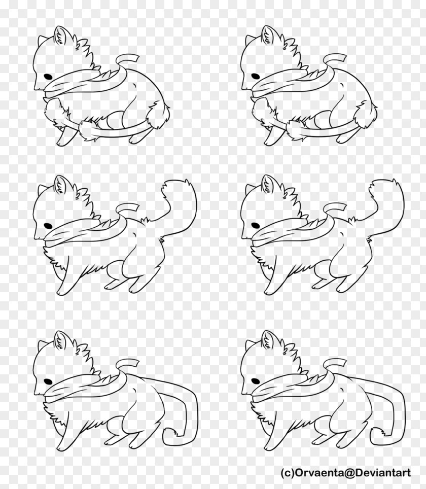 Pompoms Line Art Cartoon Carnivora Sketch PNG