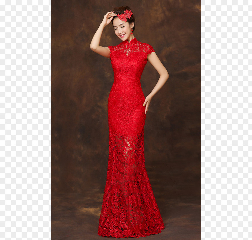 Chinese Wedding Dress Formal Wear Cheongsam PNG