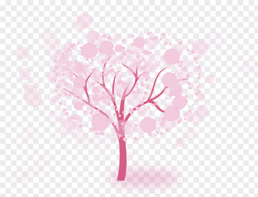 Pink Creative Rich Flowers Astronomy Tree Green Yellow PNG