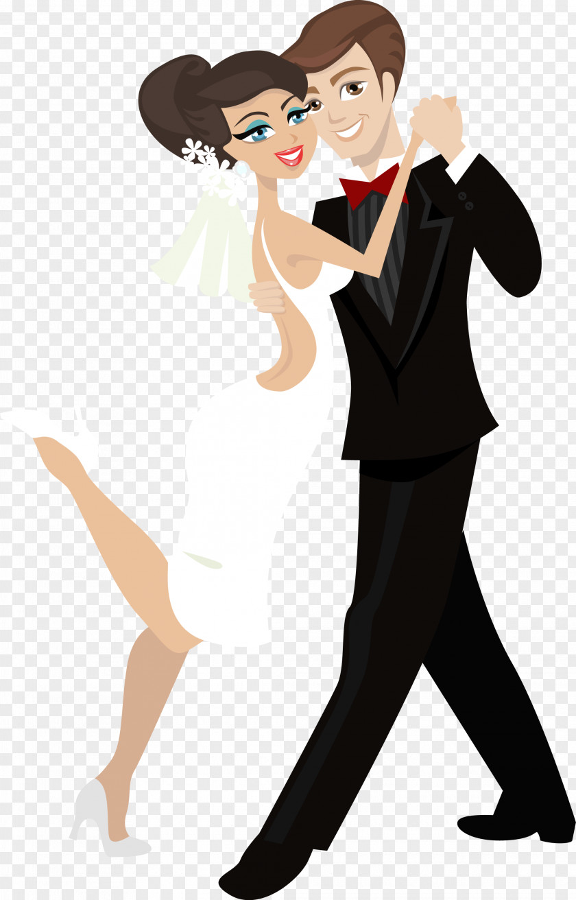 Dancing Men And Women Partner Dance Ballroom Illustration PNG