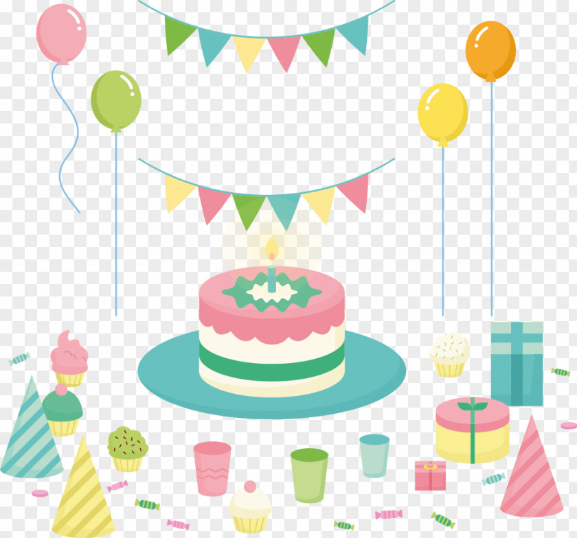 Vector Cake And Pull The Flag Birthday Greeting Card Happy To You Wish PNG