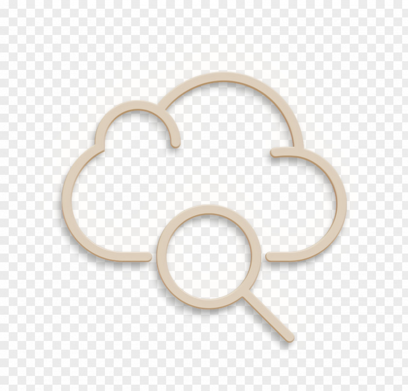 Beige Metal Essential Set Icon Search Cloud Computing PNG