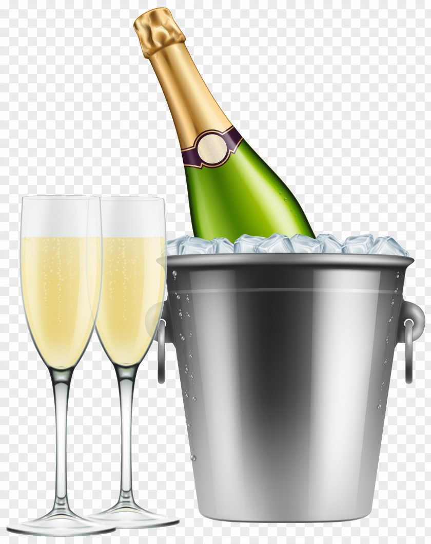Champagne In Ice And Glasses Clip Art Image Glass Beer PNG